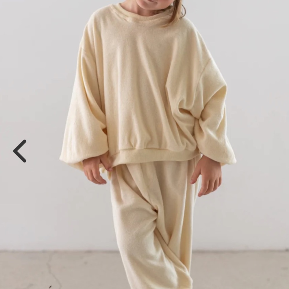 KINDLY THE LABEL Pale Yellow Terrycloth Matching Set